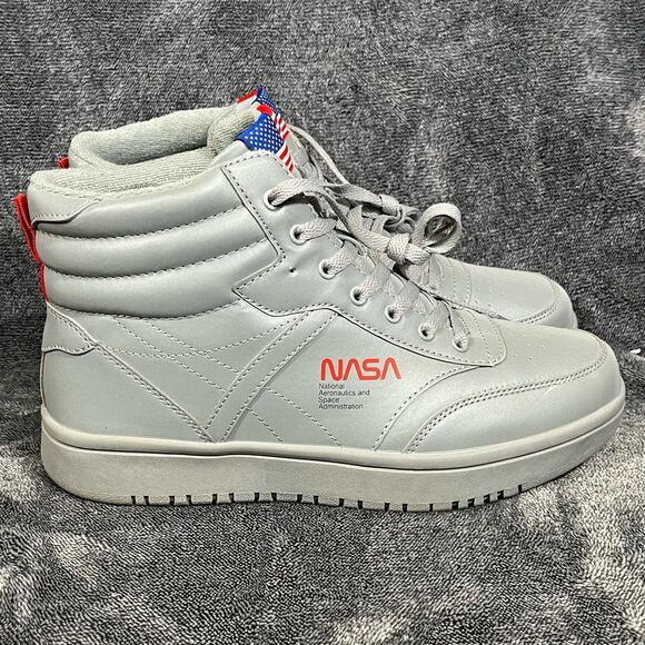 SPACE NASA shoes Retro Hi Top Reflective Size 9.5 Rockwell Gray - Picture 3 of 8
